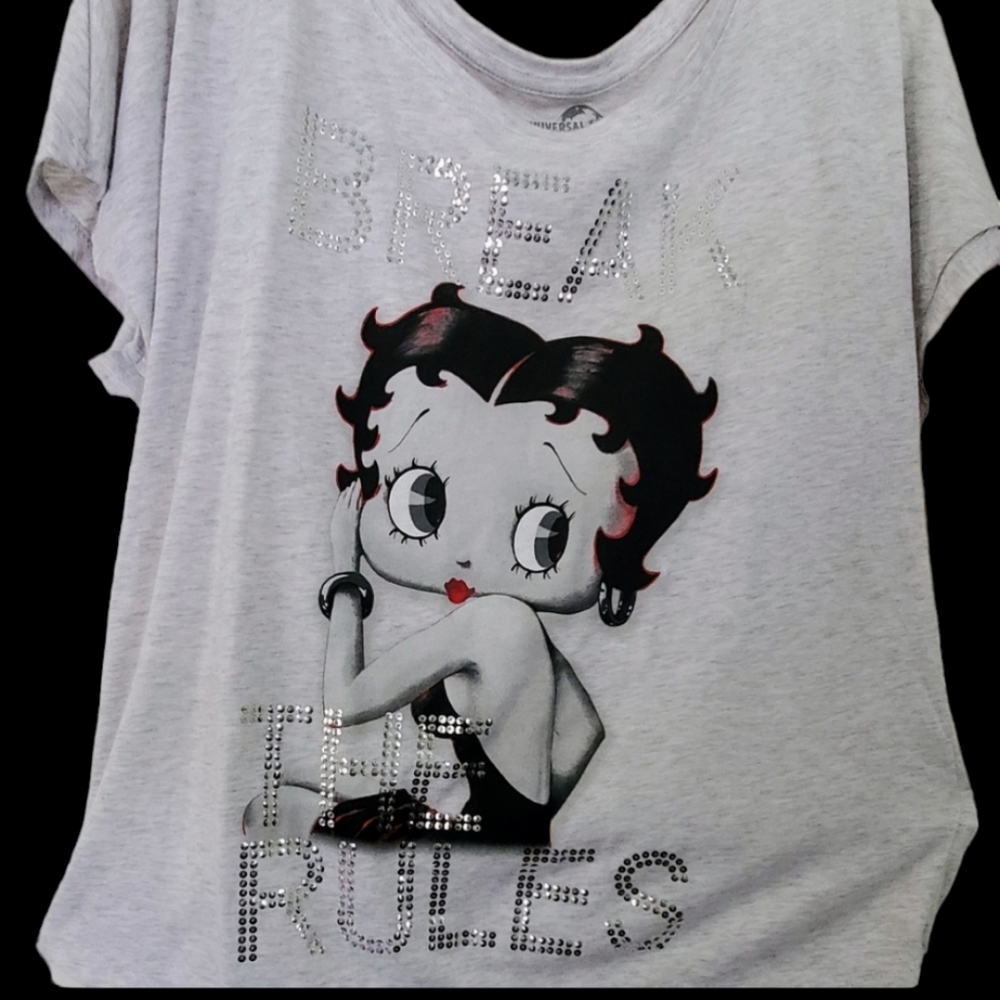 Break the Rules, Betty Boop Universal Studios large t-shirt, silver studded